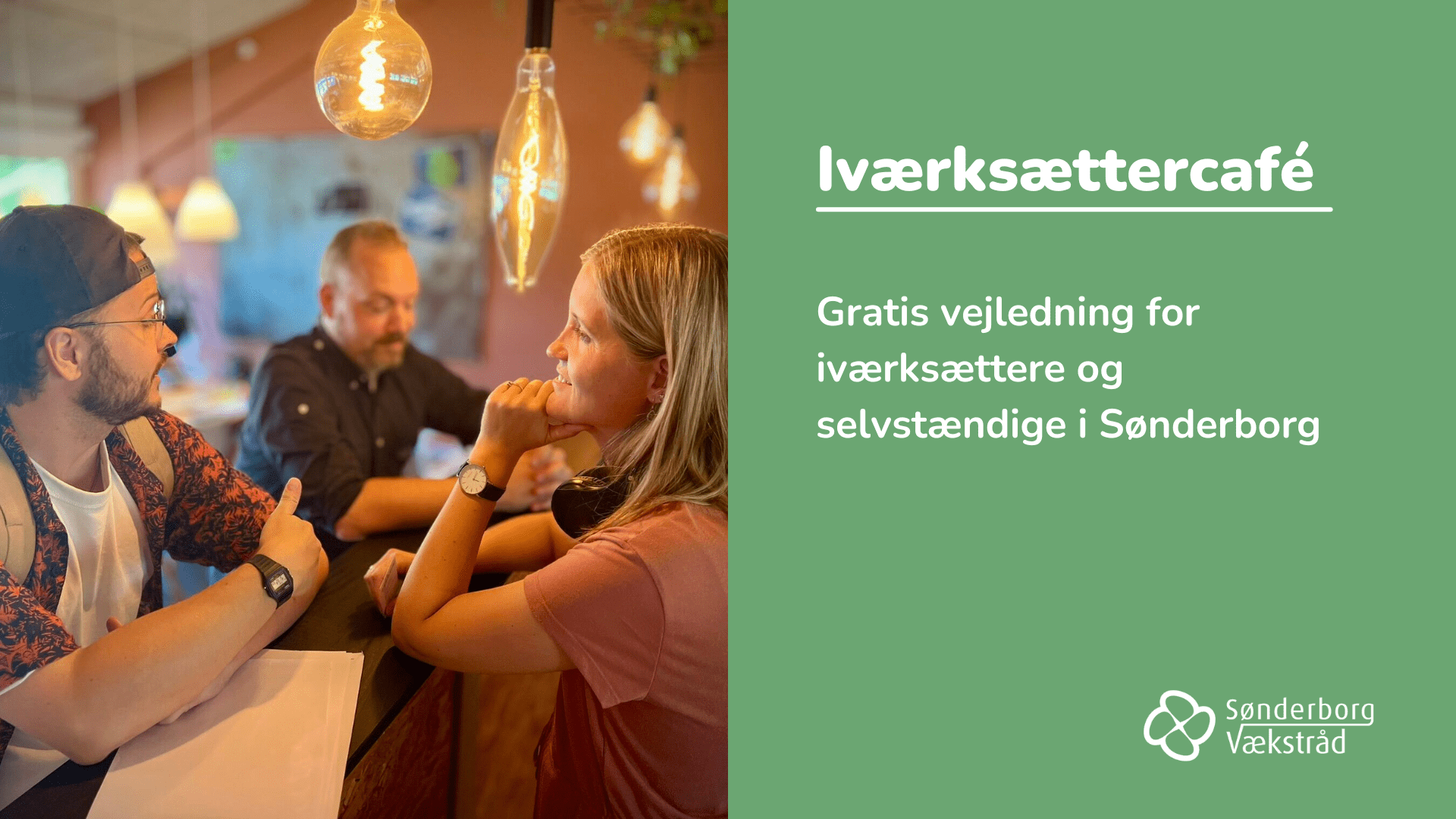 Iværksættercafé – få sparring på dine spørgsmål Deltagere i iværksættercafé diskuterer forretningsidéer.