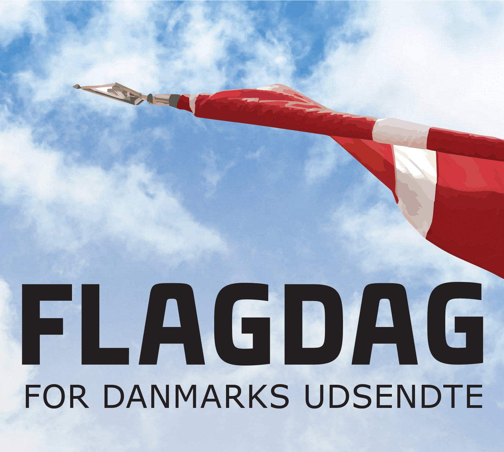 Dansk flag flagdag for Danmarks udsendte med flag i himlen.