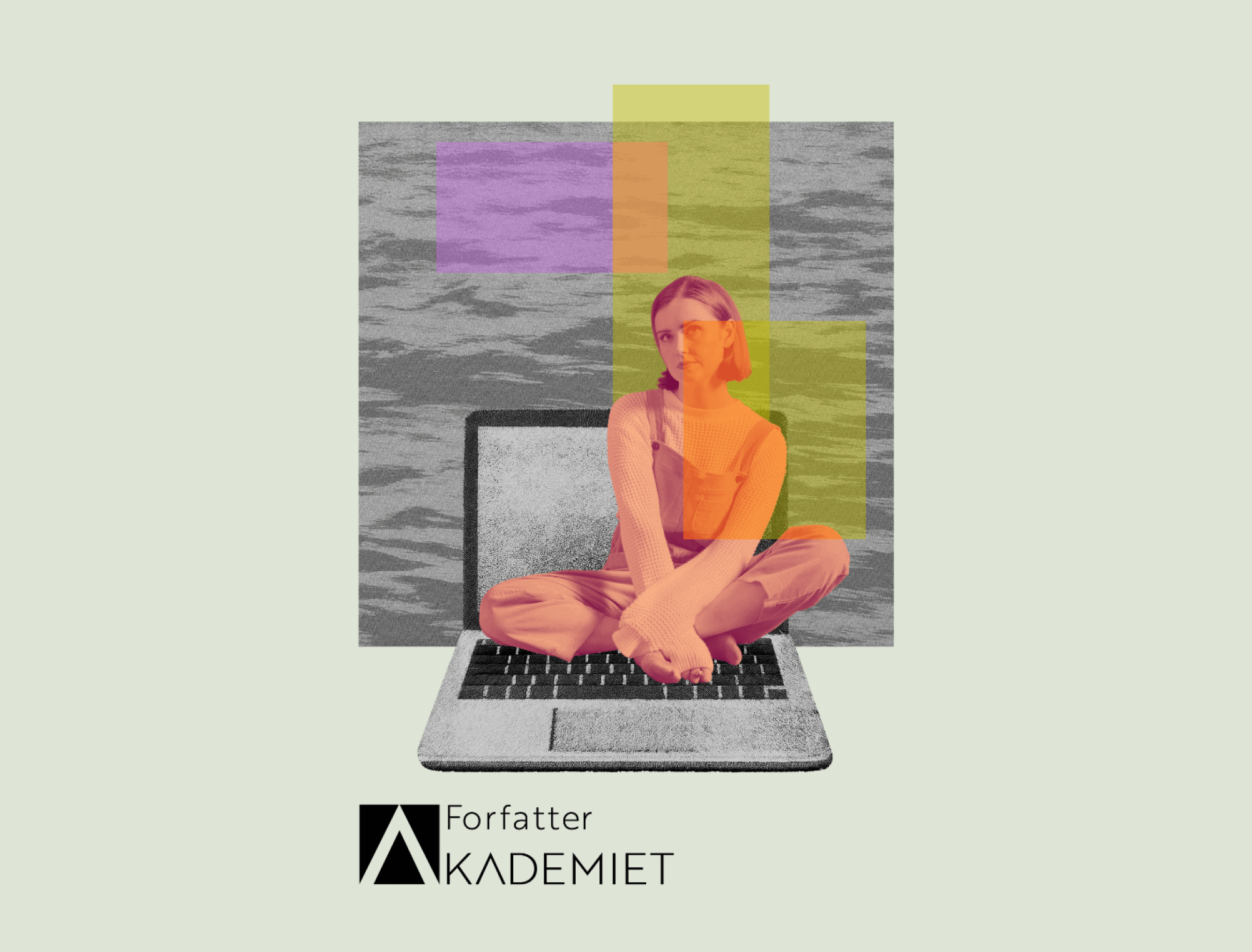 Kreativ person med laptop og farverige grafikker til ansøgning.
