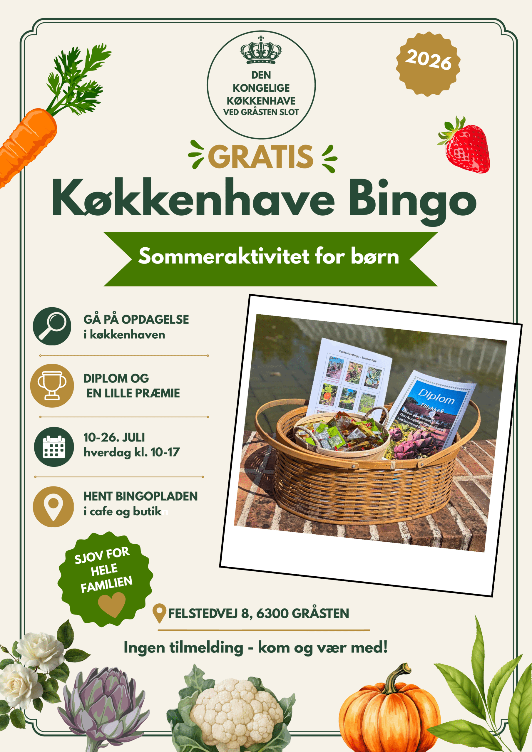 Køkkenhave Bingo Sommeraktivitet for børn Køkkenhave Bingo med frugt, grøntsager og diplomer til børn.
