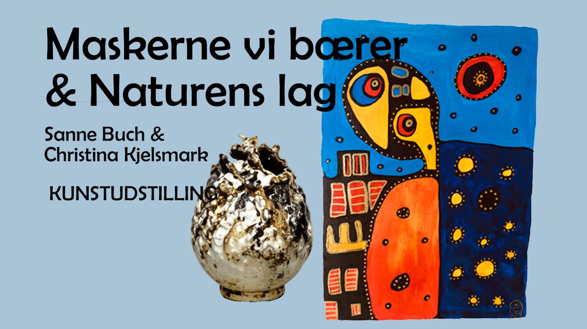 Kunstudstilling med masker og naturinspirerede værker i Sonderborg.